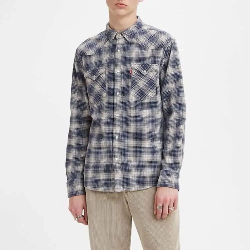 NWT Levi’s Men's Heavyweight Classic Western Shirt Blue Plaid Size Small